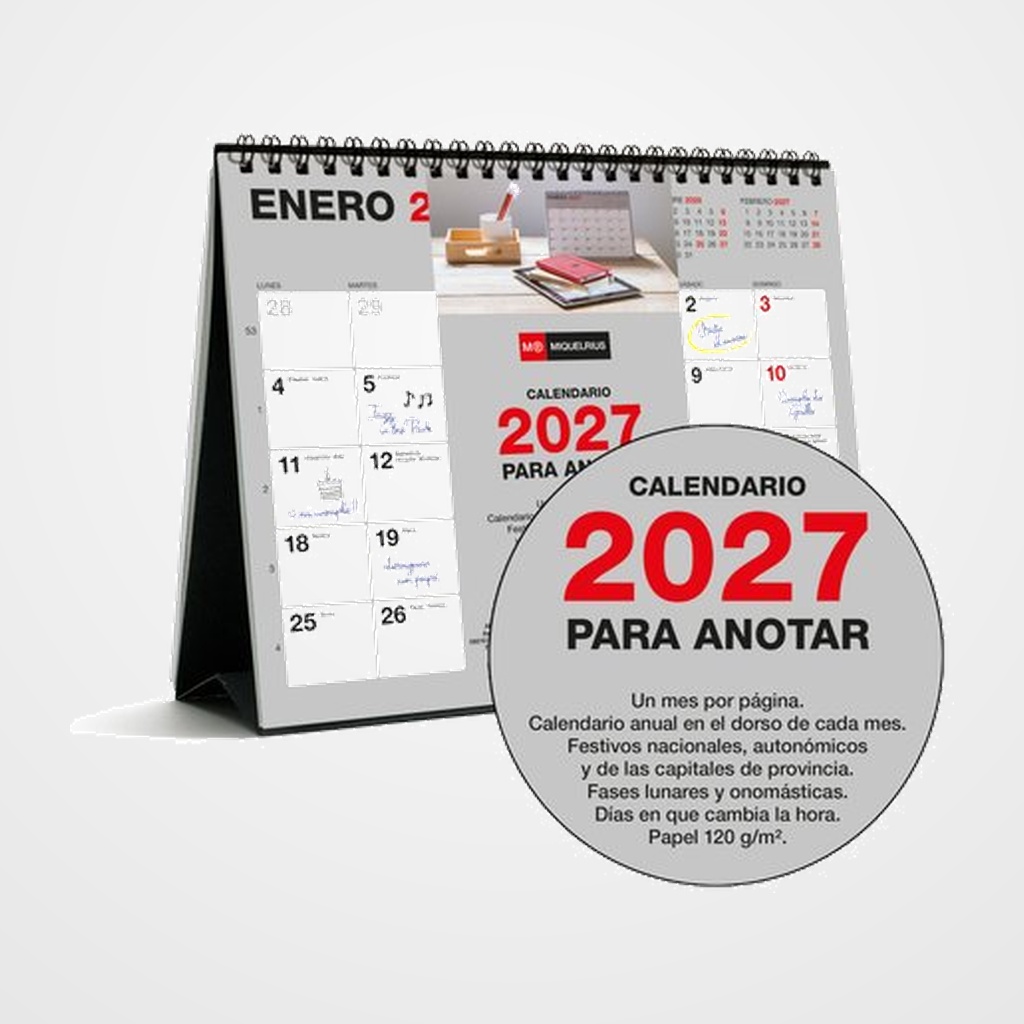 CALENDARIO (2027) MIQUELRIUS SOBREMESA BASIC MENSUAL PARA ESCRIBIR 250x200