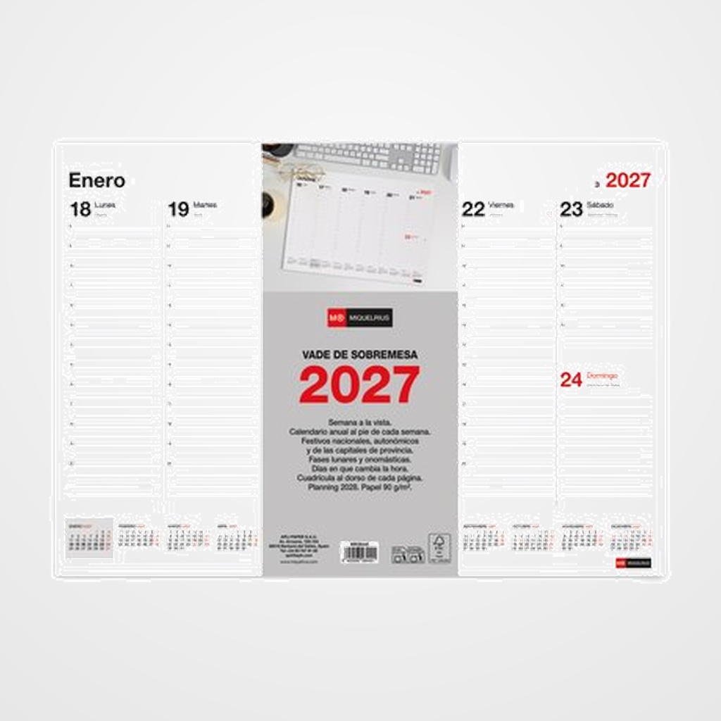 CALENDARIO (2027) MIQUELRIUS VADE BASIC S/V PARA ESCRIBIR A3 420x296 (encolado)