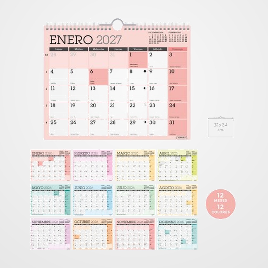 CALENDARIO (2027) SENFORT PARED CLASSIC MENSUAL PARA ESCRIBIR 310x240