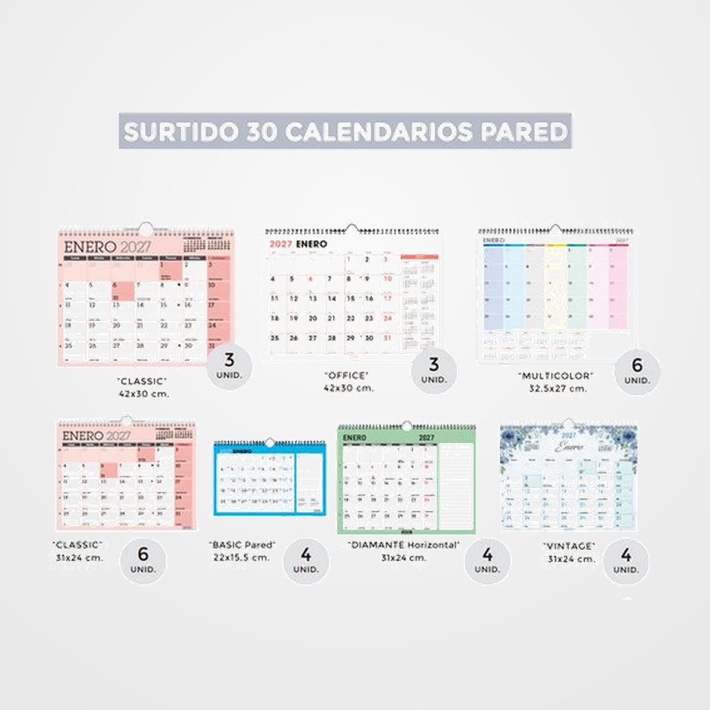 CALENDARIO (2027) SENFORT PARED MENSUAL SURTIDO DE 30