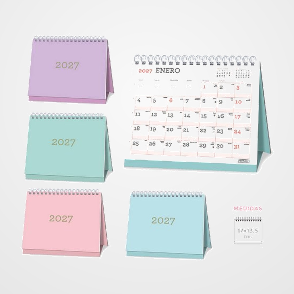 CALENDARIO (2027) SENFORT SOBREMESA PASTEL MENSUAL 170x135 SURTIDO (4 col.)