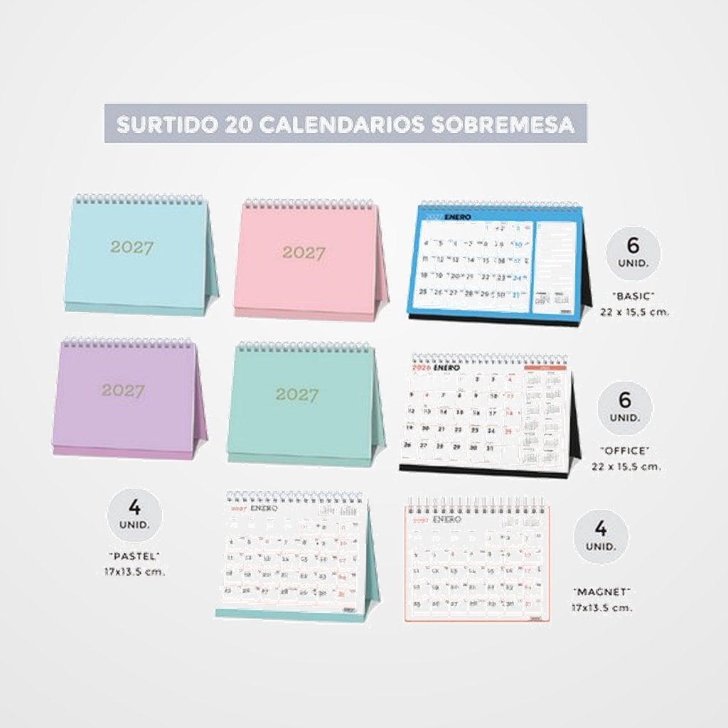 CALENDARIO (2027) SENFORT SOBREMESA/MAGNET MENSUAL SURTIDO DE 20
