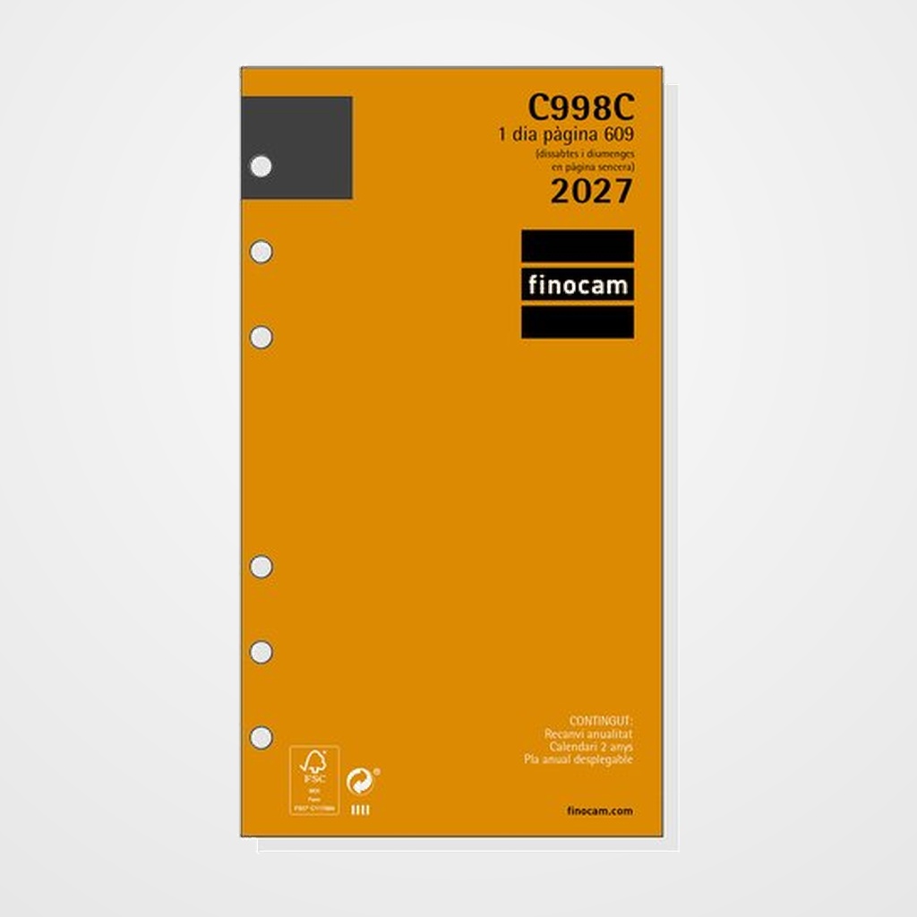 RECAMBIO AGENDA ANUAL (2027) CATALAN FINOCAM C998C CLASSIC 609 94x171 ANUALIDAD D/P