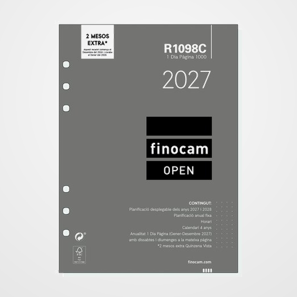 RECAMBIO AGENDA ANUAL (2027) CATALAN FINOCAM R1098C OPEN 1000 155x215 ANUALIDAD D/P