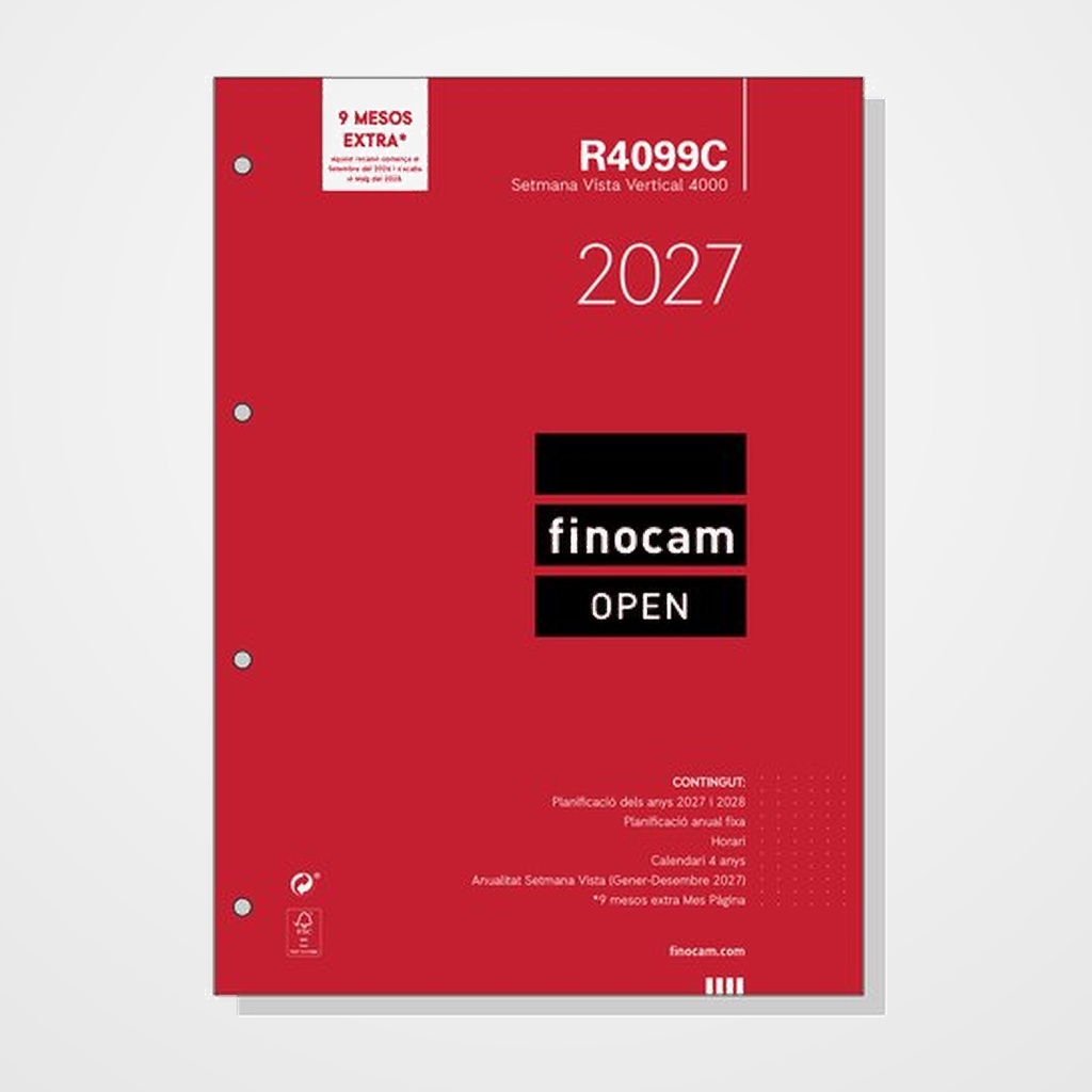 RECAMBIO AGENDA ANUAL (2027) CATALAN FINOCAM R4099C OPEN 4000 210x297 ANUALIDAD S/V