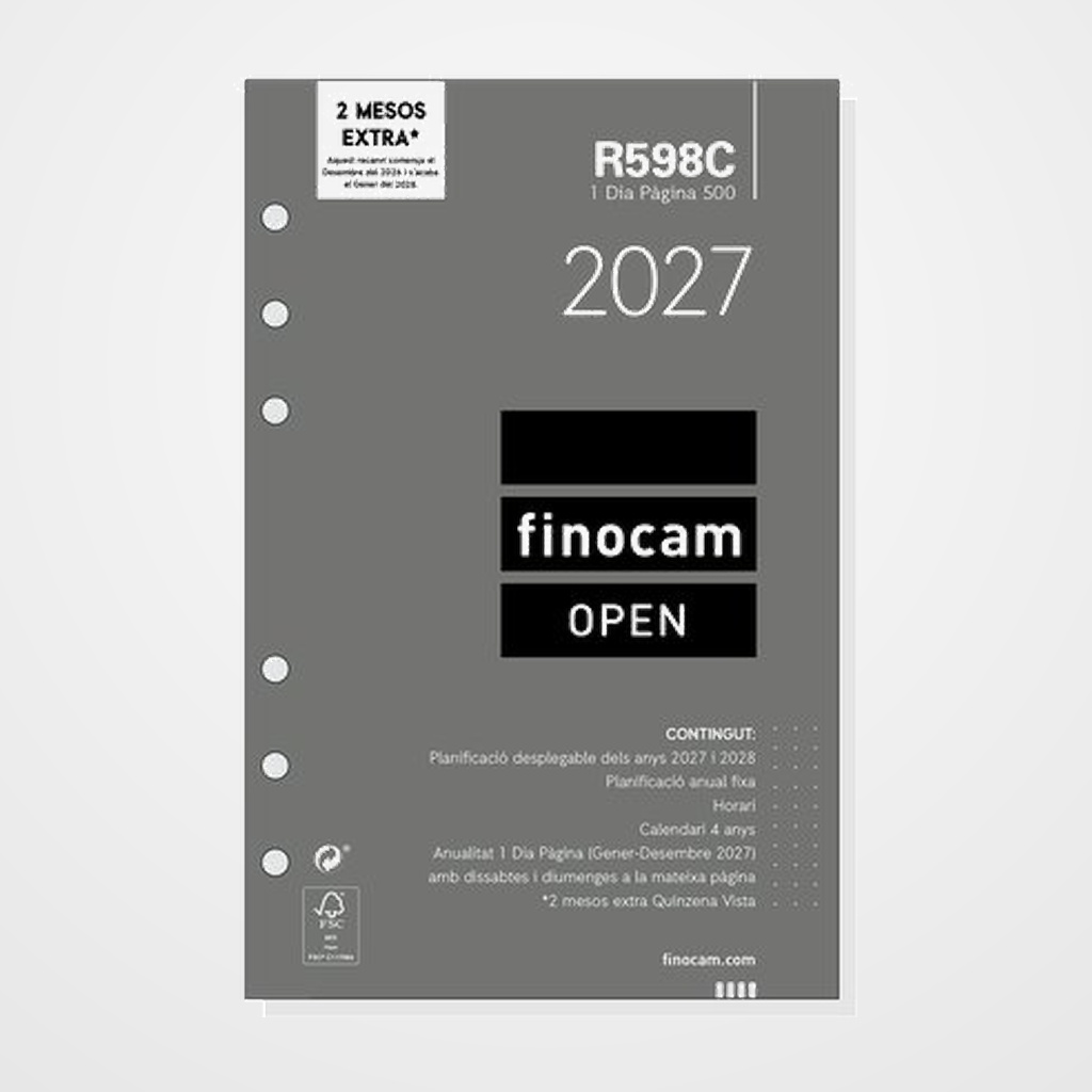 RECAMBIO AGENDA ANUAL (2027) CATALAN FINOCAM R598C OPEN 500 117x181 ANUALIDAD D/P