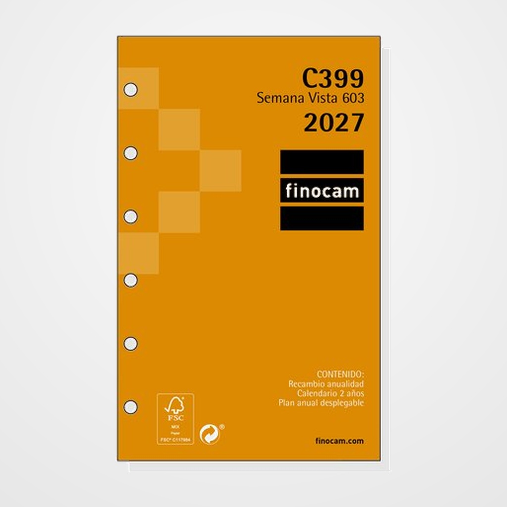 RECAMBIO AGENDA ANUAL (2027) FINOCAM C399 CLASSIC 603 79x127 ANUALIDAD S/V APAIS.