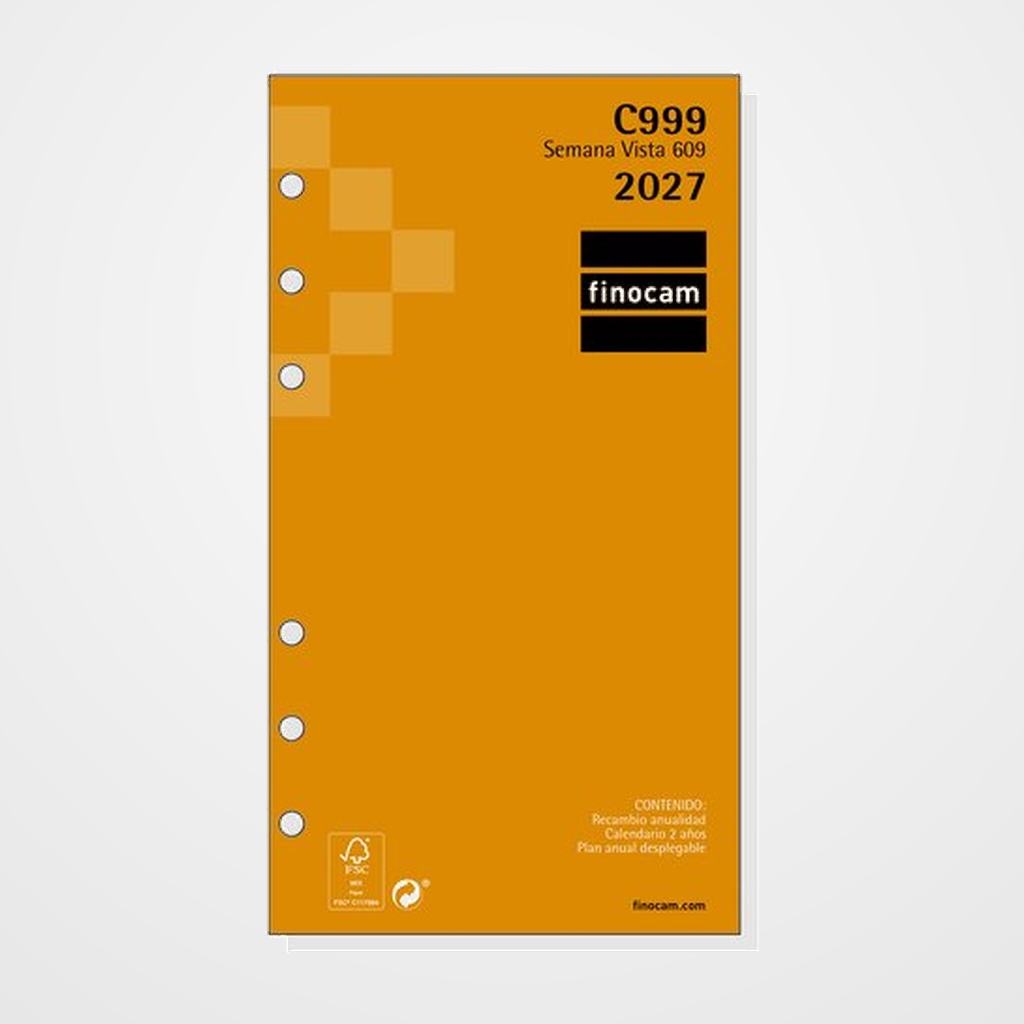 RECAMBIO AGENDA ANUAL (2027) FINOCAM C999 CLASSIC 609 94x171 ANUALIDAD S/V APAIS.