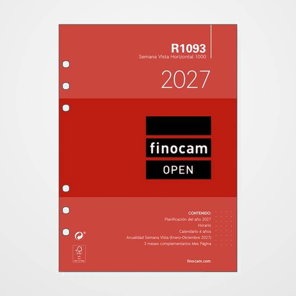 RECAMBIO AGENDA ANUAL (2027) FINOCAM R1093 OPEN 1000 155x215 ANUALIDAD S/V APAIS.
