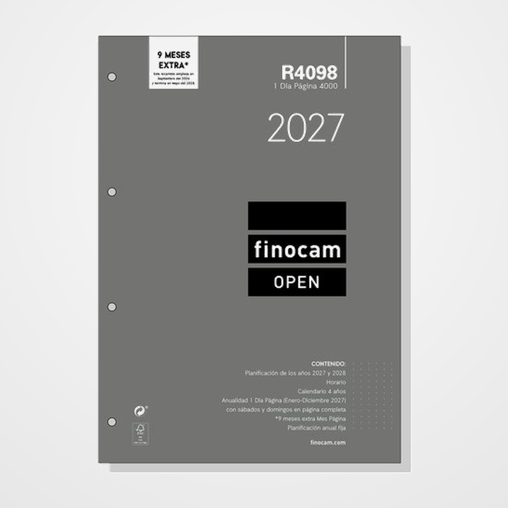 RECAMBIO AGENDA ANUAL (2027) FINOCAM R4098 OPEN 4000 210x297 ANUALIDAD D/P