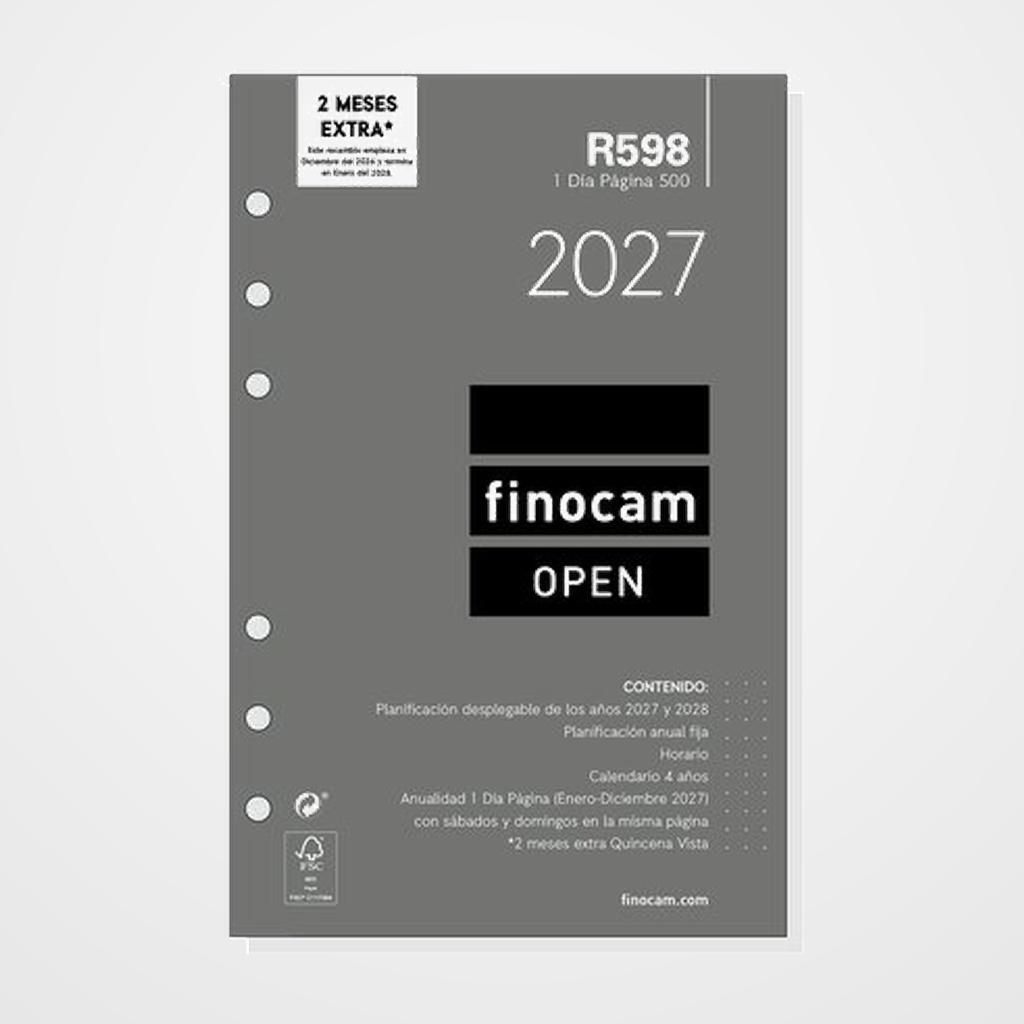 RECAMBIO AGENDA ANUAL (2027) FINOCAM R598 OPEN 500 117x181 ANUALIDAD D/P