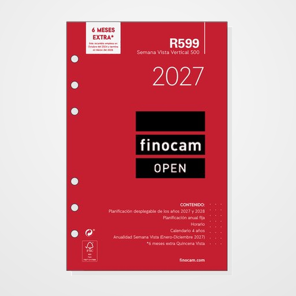 RECAMBIO AGENDA ANUAL (2027) FINOCAM R599 OPEN 500 117x181 ANUALIDAD S/V