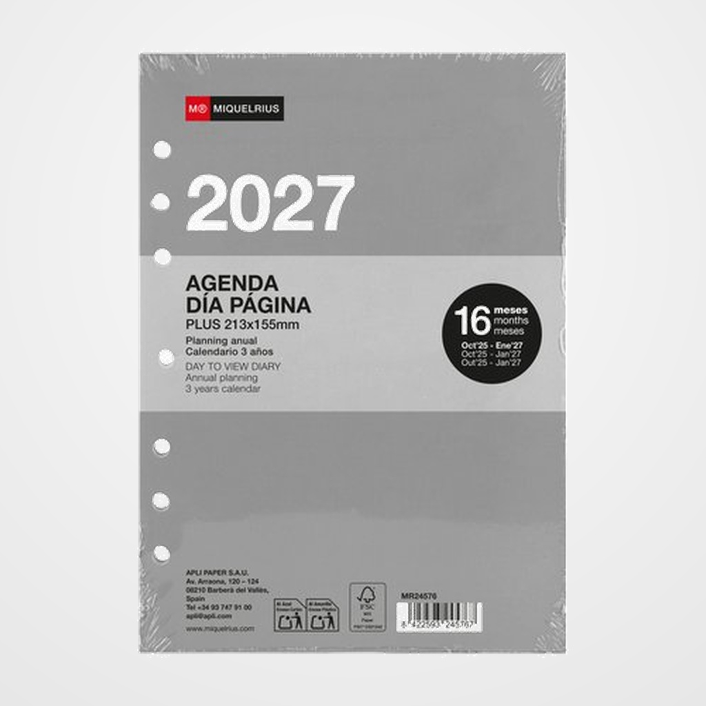 RECAMBIO AGENDA ANUAL (2027) MIQUELRIUS INTEGRAL PLUS 213x155 D/P