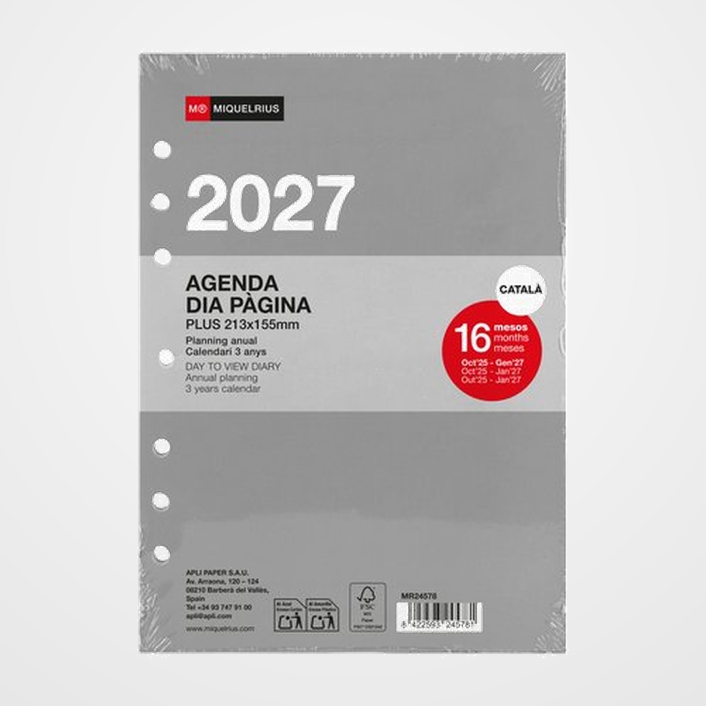 RECAMBIO CATALAN AGENDA ANUAL (2027) MIQUELRIUS INTEGRAL PLUS 213x155 D/P