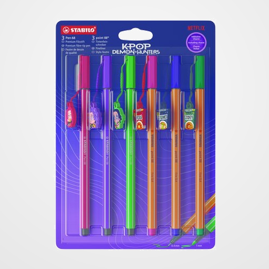 ROTULADOR FIBRA STABILO POINT 88/PEN 68 K-POP ESTUCHE de 6