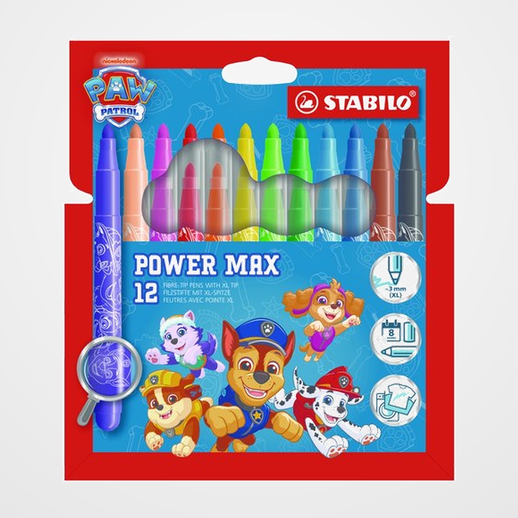 ROTULADOR FIBRA STABILO POWER MAX PATRULLA CANINA ESTUCHE de 12