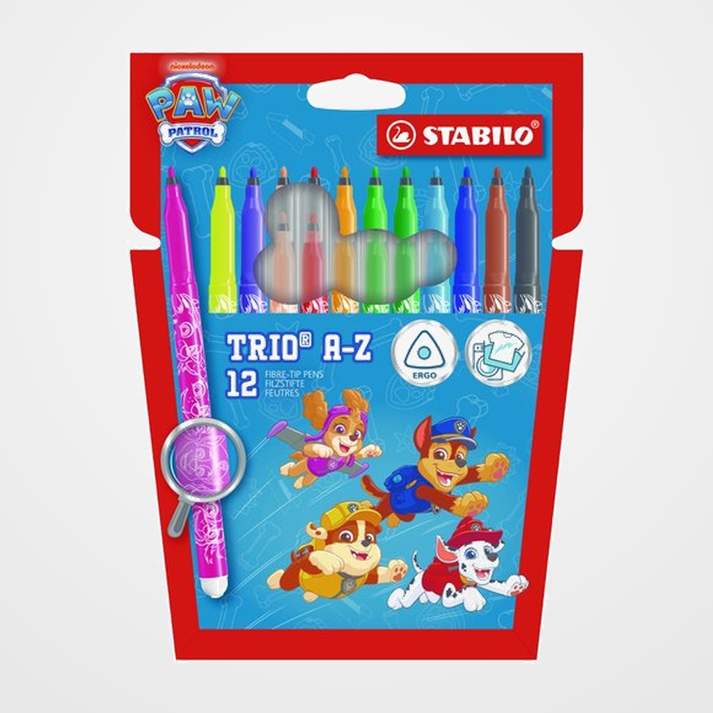 ROTULADOR FIBRA STABILO TRIO A-Z PATRULLA CANINA ESTUCHE de 12