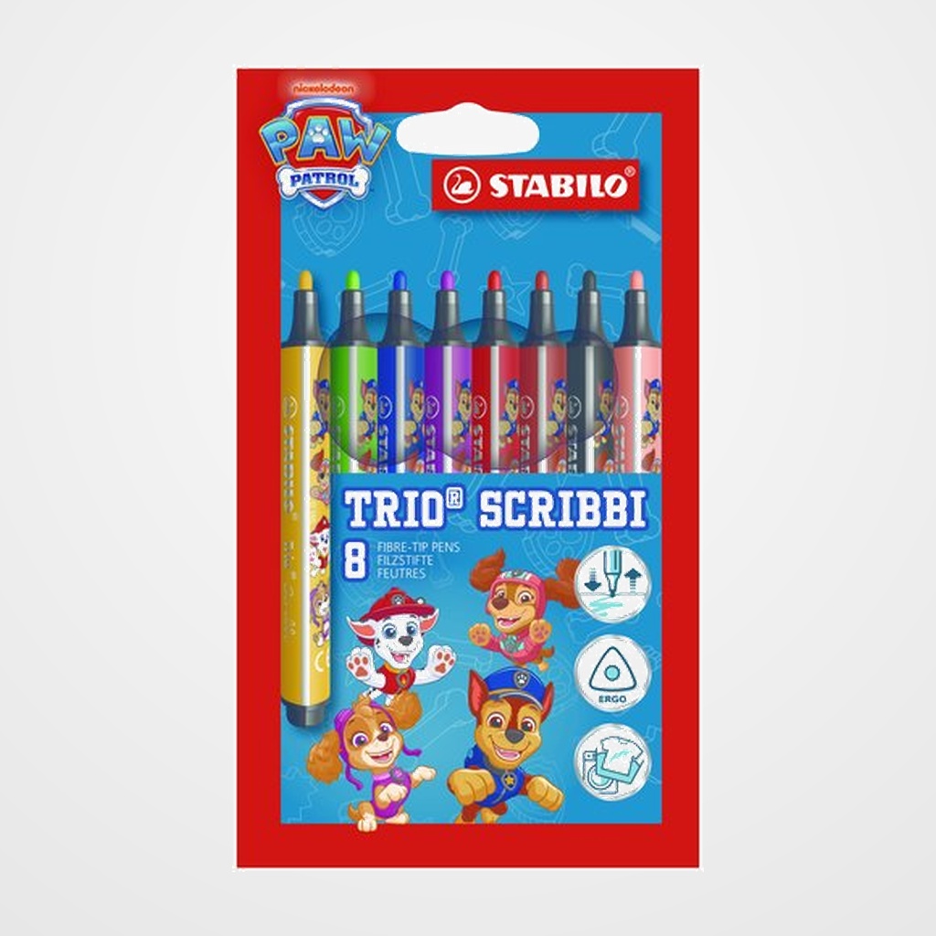 ROTULADOR STABILO TRIO SCRIBBI  PATRULLA CANIINA ESTUCHE de 8