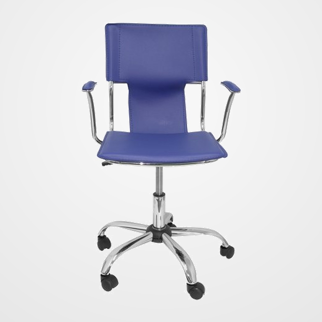 SILLA PIQUERAS Y CRESPO BOGARRA BRAZOS FIJOS MECANISMO BASICO GIRATORIA 360º ASIENTO Y RESPALDO TAPIZADOS SIMILPIEL AZUL