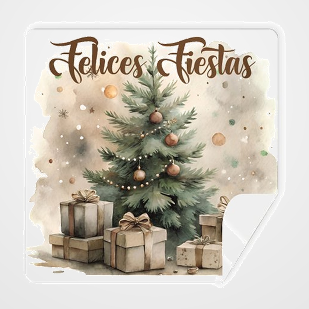 ETIQUETAS REGALO ADH. ROLLO  250 uds. CUADRADAS 40x40 NAVIDAD  ARBOL