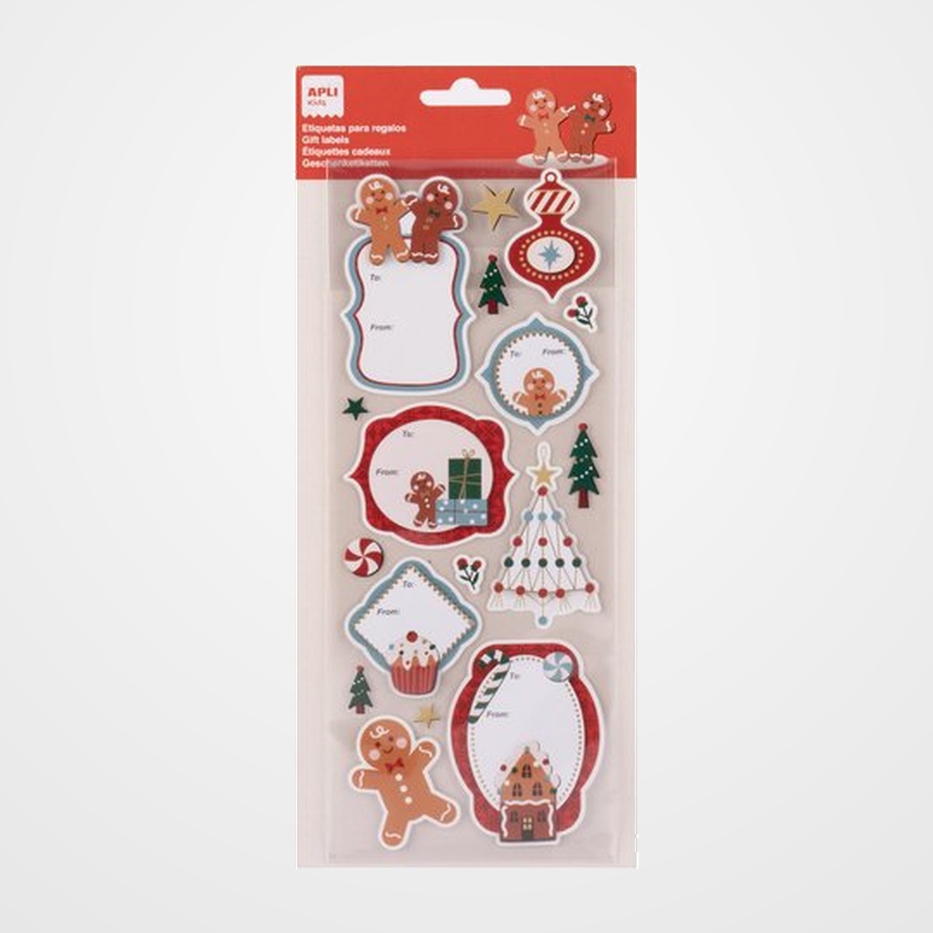 ETIQUETAS REGALO BOLSA APLI NAVIDAD NAVIDAD GALLETA 1h (20713)