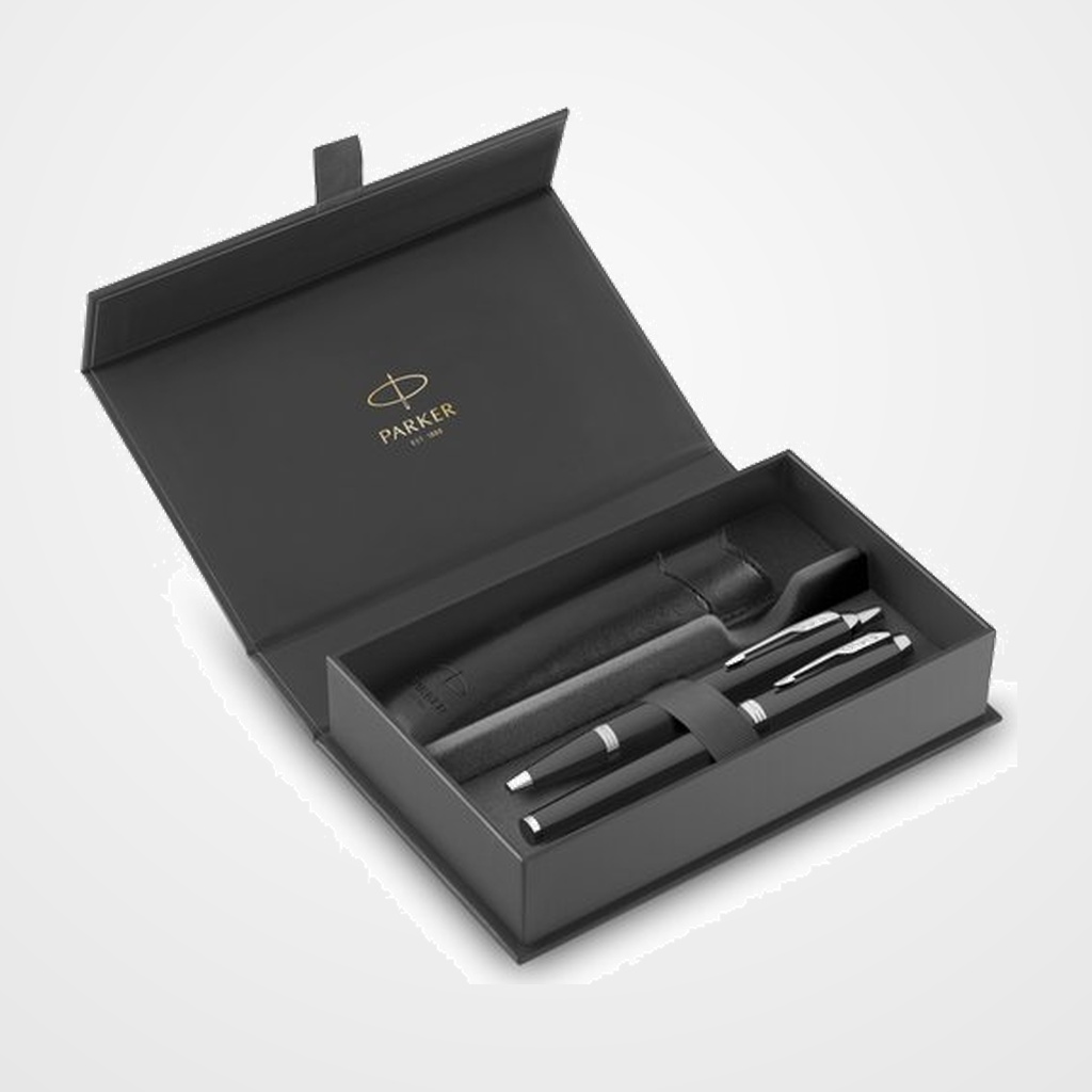 JUEGO BOLIGRAFO+PLUMA PARKER IM NEGRO CT con ESTUCHE