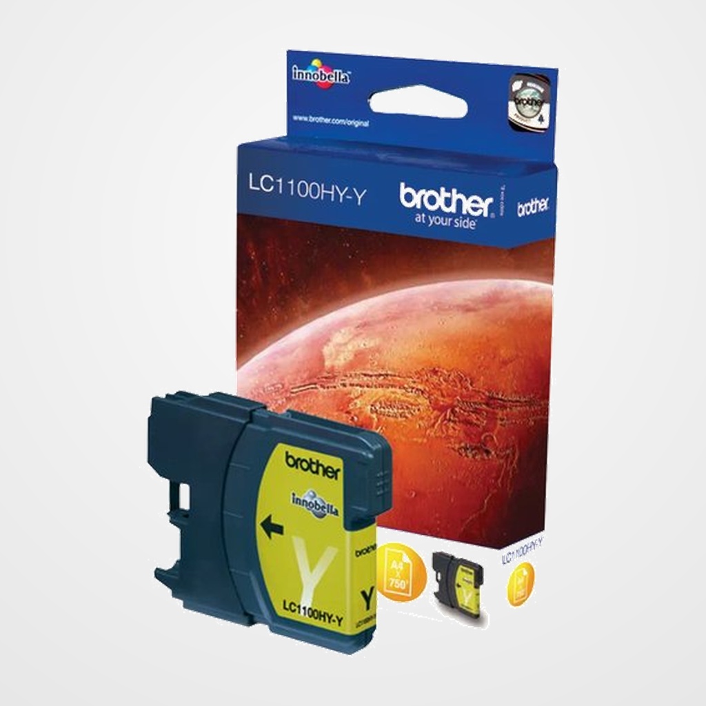 CART.IJ. BROTHER LC1100HYY AMARILLO MFC-6490CW/490CW/990CW/ 790CW/5890CN/5490CN/DCP-385C/6690C/585CW (750 PAG.)