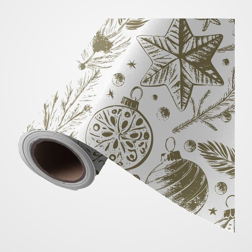 PAPEL de REGALO BOBINA WONDER WRAPPER 62 cm x 85 m (4 Kg aprox.) NAVIDAD ADORNOS BLANCO