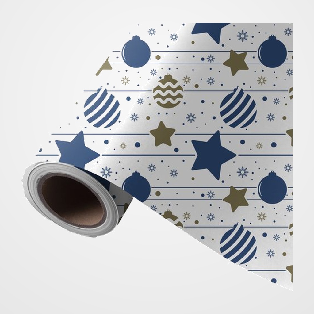 PAPEL de REGALO BOBINA WONDER WRAPPER 62 cm x 85 m (4 Kg aprox.) NAVIDAD ESTRELLAS AZULES