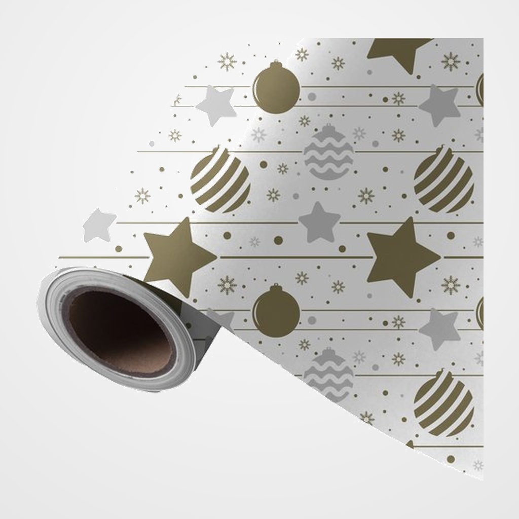 PAPEL de REGALO BOBINA WONDER WRAPPER 62 cm x 85 m (4 Kg aprox.) NAVIDAD ESTRELLAS ORO