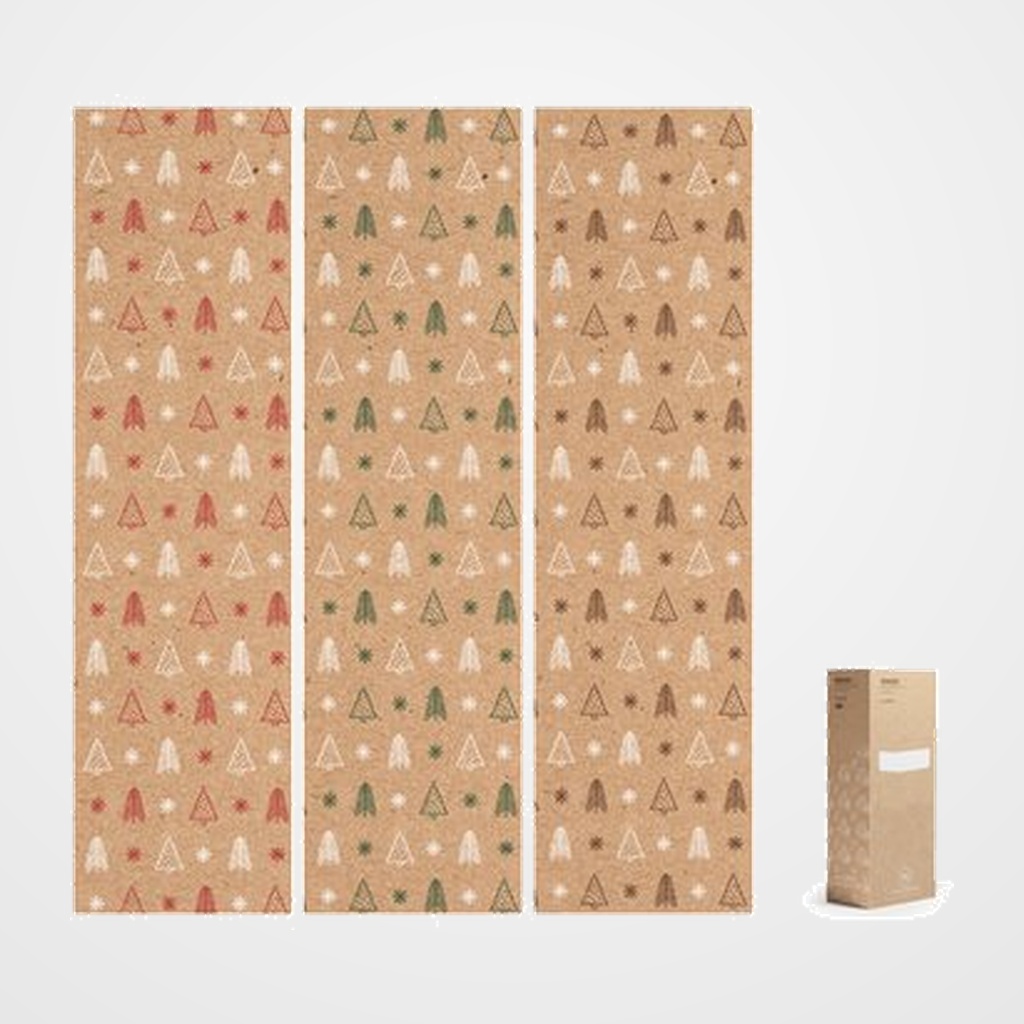 PAPEL de REGALO ROLLO WONDER WRAPPER 0,7x2 m (CAJA de 50) KRAFT RECICLADO NAVIDAD