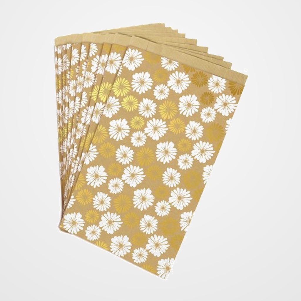 BOLSA de PAPEL CLAIREFONTAINE KRAFT DECORADO S/ASAS 24x35x6cm FLORES PACK de 50