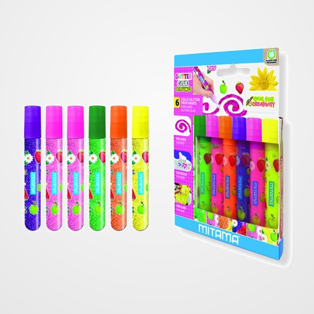 COLA GLITTER GLUE MITAMA LAPIZ CON OLOR 10,5 ml PACK de 6