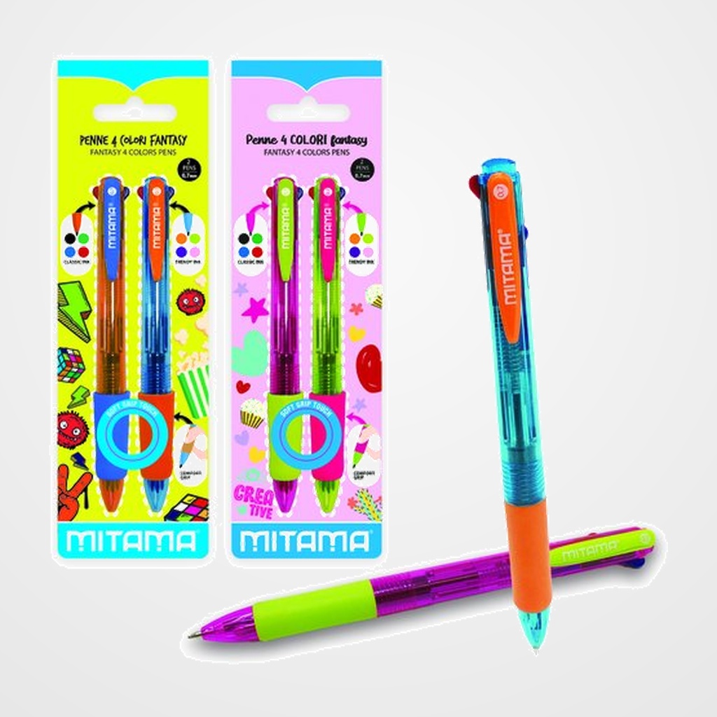 BOLIGRAFO de 4 COLORES MITAMA FUN SURTIDOS B/2