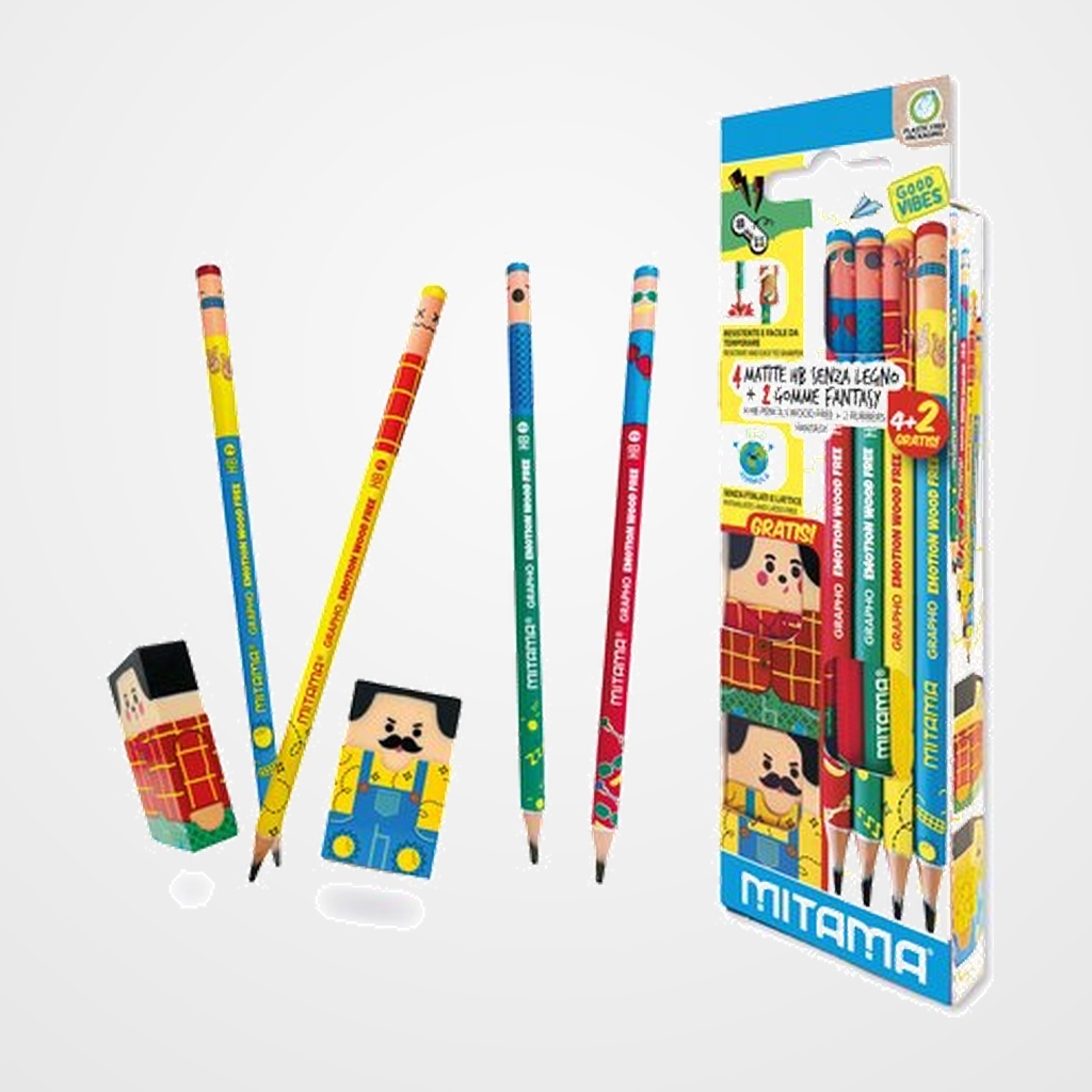 LAPIZ de GRAFITO MITAMA ECO SIN MADERA + 2 GOMAS