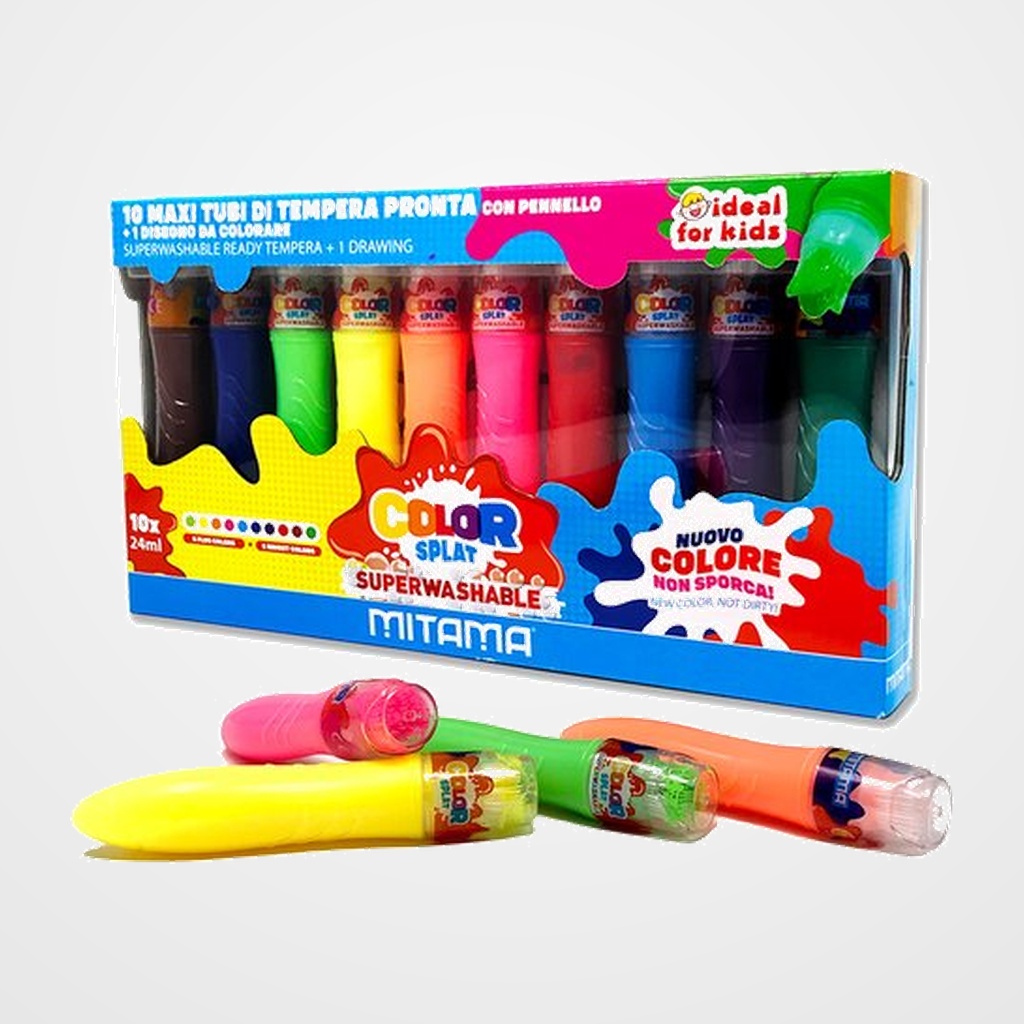 TEMPERA MITAMA CON PINCEL INCORPORADO 24ml ESTUCHE DE 10