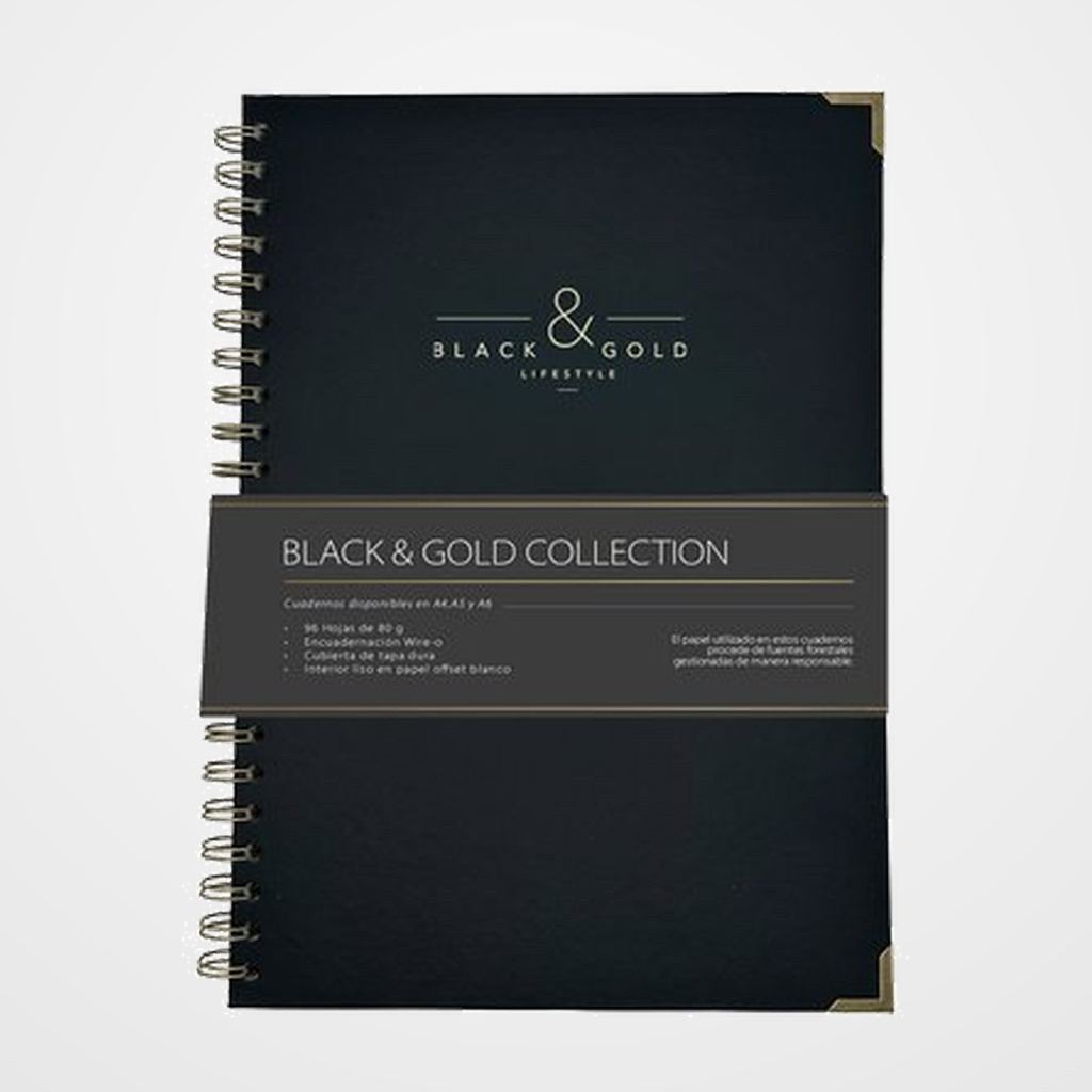 BLOC DOHE BLACK&GOLD tapa EXTRA A4 96h 80gr LISO NEGRO