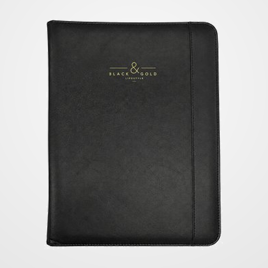 CARPETA de CONGRESOS PORTADOCUMENTOS DOHE BLACK&GOLD con BLOC 25h LISO NEGRO
