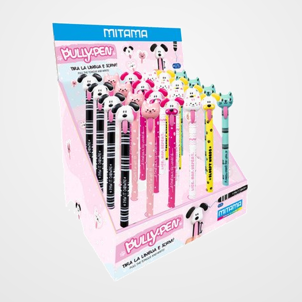 BOLIGRAFO MITAMA PULLY PEN 0,7 mm AZUL SURTIDO EXPOSITOR de 24 (6 mod.)