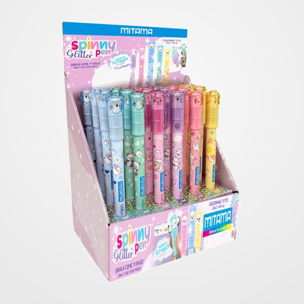 ROLLER GEL MITAMA SPINNY PEN GLITTER 1mm SURTIDO EXPOSITOR de 24 (6 mod.)
