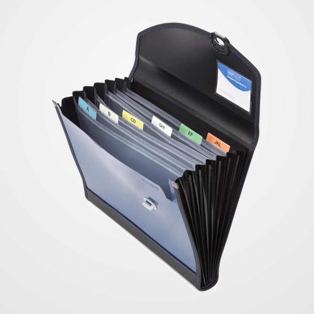 CLASIFICADOR ACORDEON RAPESCO PP  A4+ 7 DPTOS. AZUL/NEGRO