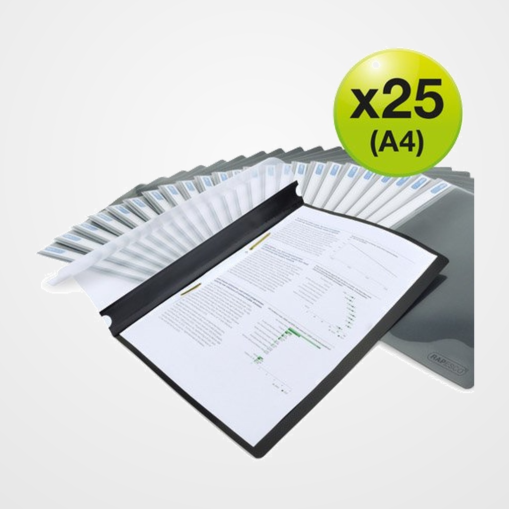 DOSIER FASTENER RAPESCO ECO GRS (100% RECICLADO) PP A4 NEGRO/CRISTAL