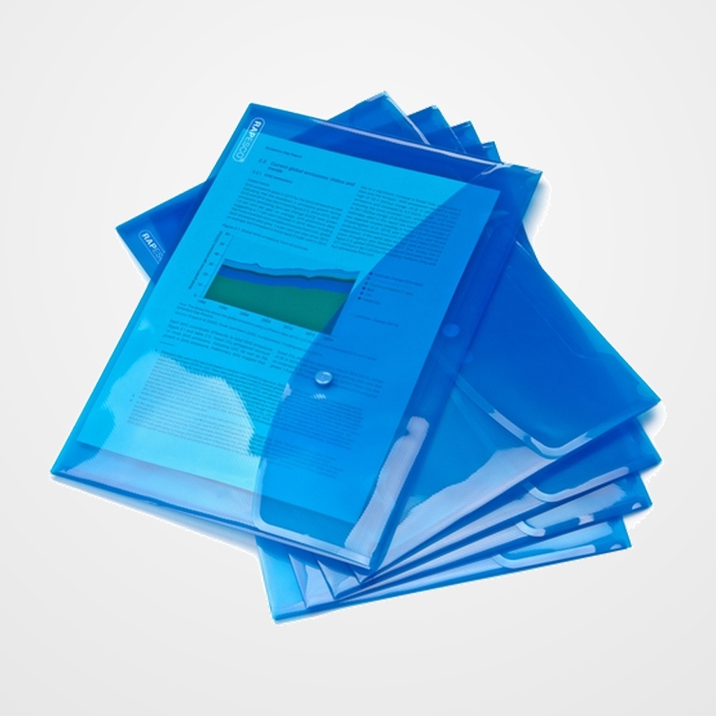 DOSIER SOBRE RAPESCO ECO PP TRANSLUCIDO BROCHE A4+ AZUL PACK de 5