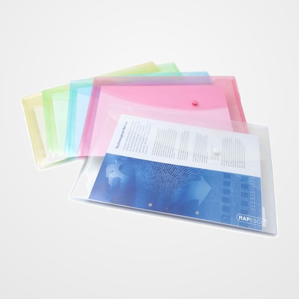 DOSIER SOBRE RAPESCO ECO PP TRANSLUCIDO BROCHE A4+ SURTIDO PASTEL PACK de 5