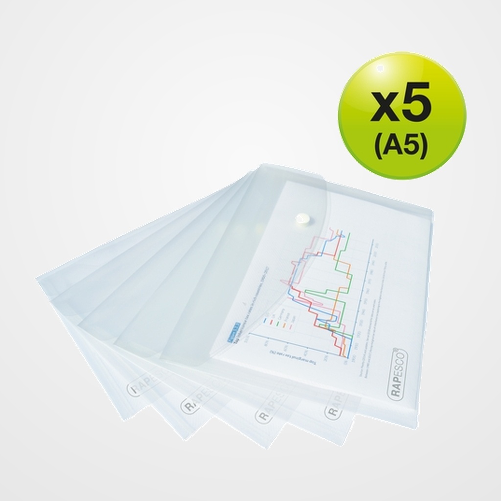 DOSIER SOBRE RAPESCO ECO PP TRANSLUCIDO BROCHE A5 CRISTAL PACK de 5