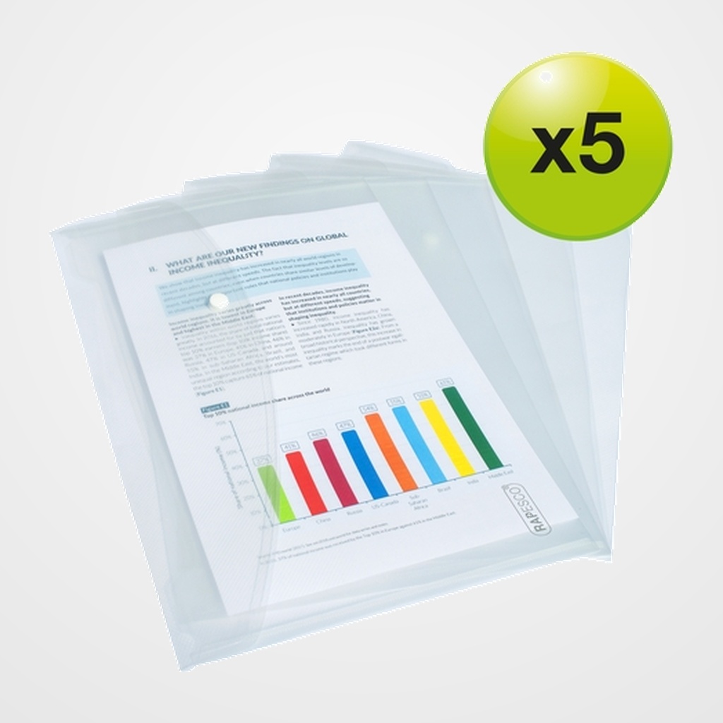 DOSIER SOBRE RAPESCO PP TRANSLUCIDO BROCHE A4 CRISTAL PACK de 5