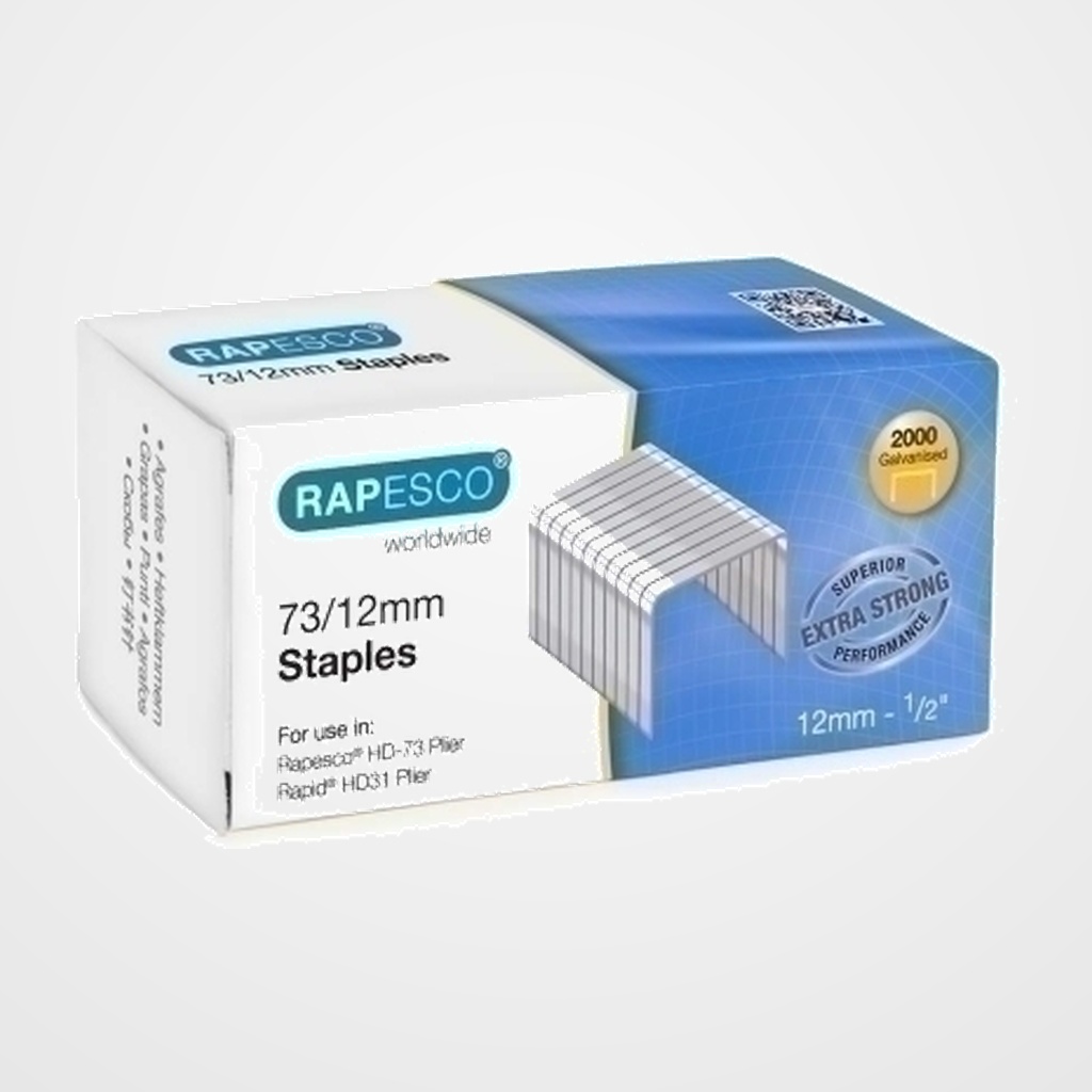 GRAPAS RAPESCO STANDARD 73/12 mm. GALVANIZADAS caja de 2000
