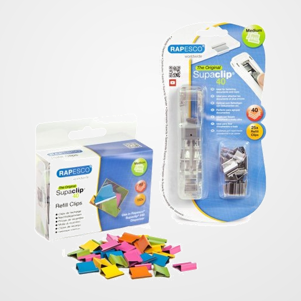 PORTA CLIPS RAPESCO SUPACLIP 40 KIT 1x RC4025SS 1x CP15040M