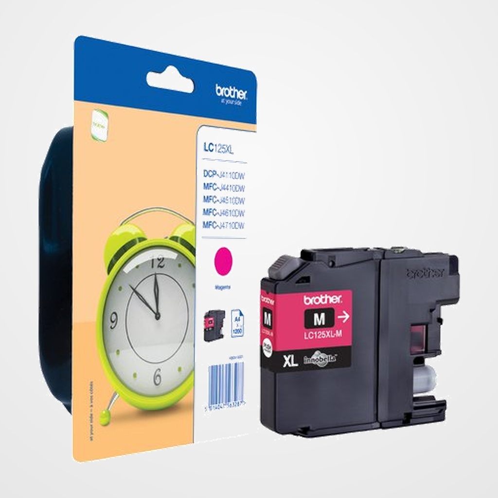 CARTUCHO INKJET BROTHER LC-125XLM MAGENTA DCP-J4110DW, MFC-J4410DW/MFC-J4510DW/MFC-4610DW/MFC-4710DW  (1200 PAG.)