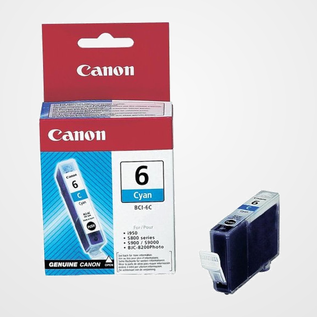 CARTUCHO INKJET CANON BCI-6C BJ-S800/S820/S900, i990/99XX, PIXMA IP4000/iP5000/iP6000/iP8500/MP750/MP760/MP781 CIAN 280 PÁG. (4706A002)